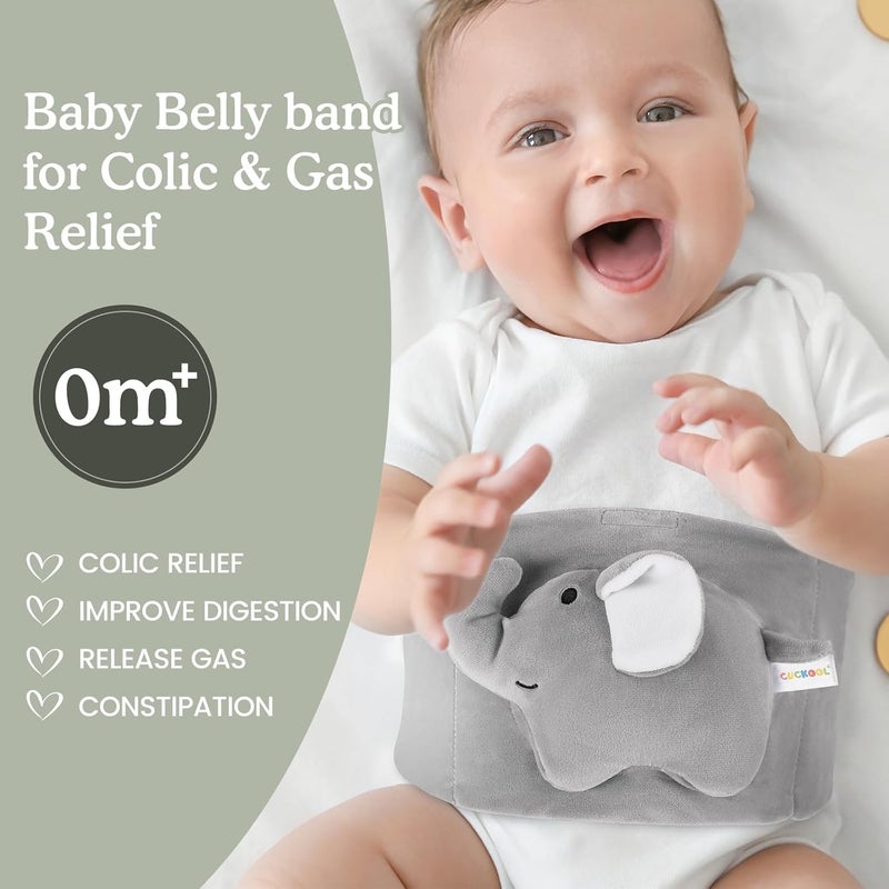 CUCOL Baby Colic and Gas Relief, Heated Tummy Wrap for Newborns Belly Relief by Soothing Warmth, Baby Heating Pad Swaddling Belt Relief & Soothe Gas, Colic and Upset Stomach for Newborn to Toddler(Elephant) - Image 2